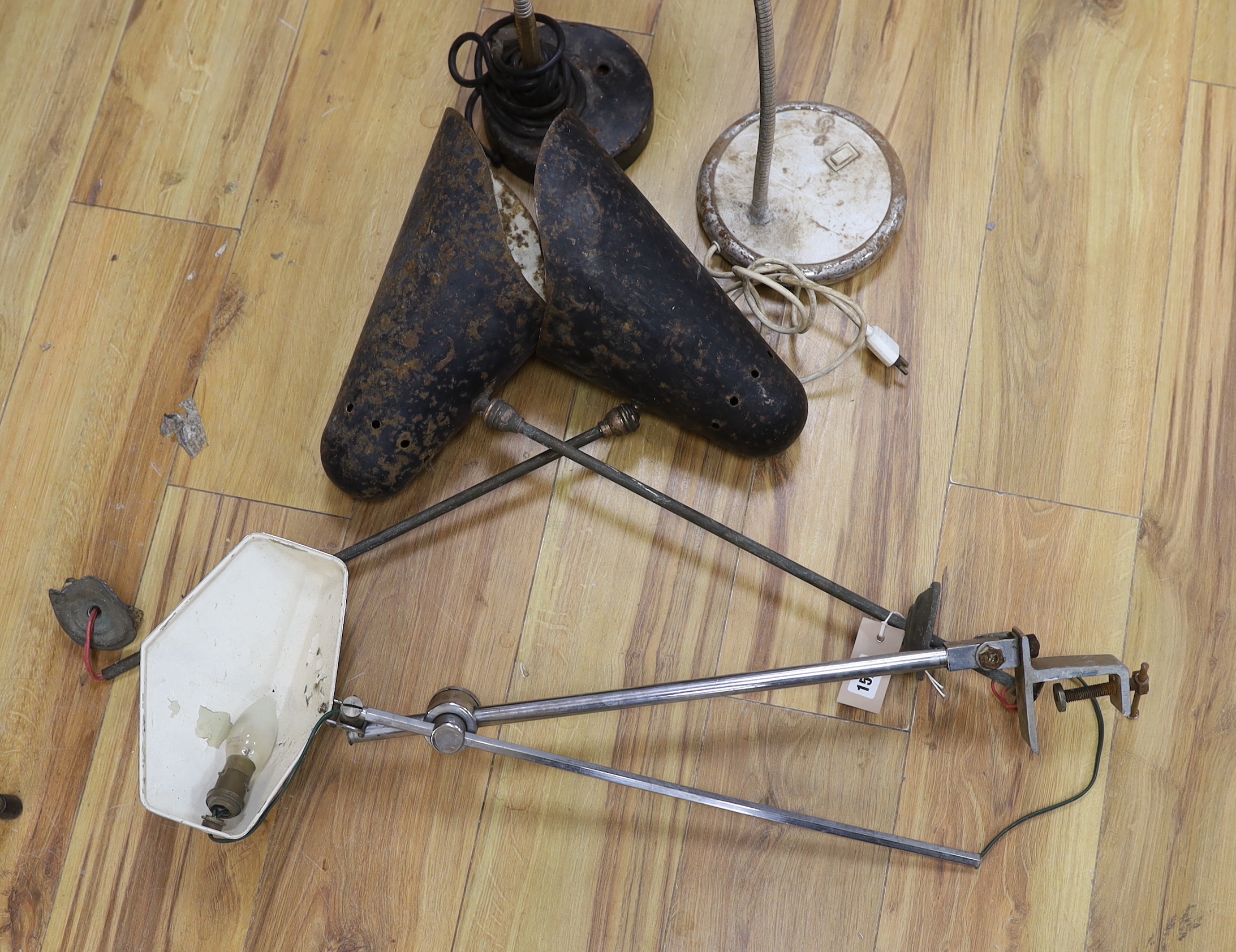 A pair of spotlights and three other lamps